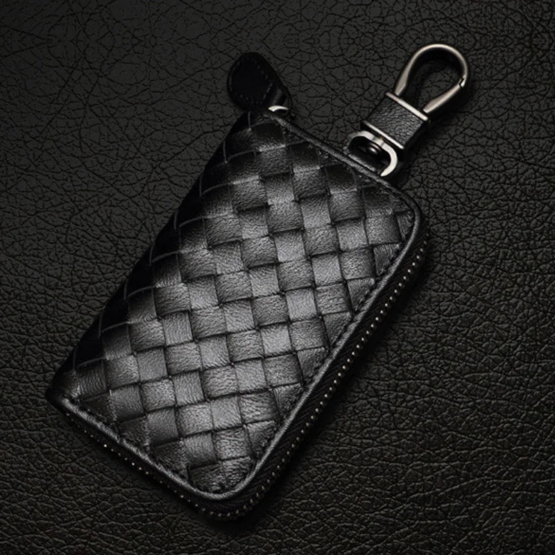 Sheepskin Weaving Zipper Car Key Case Multi-functional Key Bag