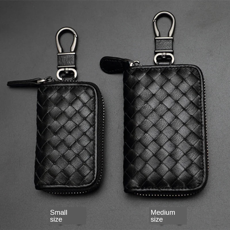 Sheepskin Weaving Zipper Car Key Case Multi-functional Key Bag