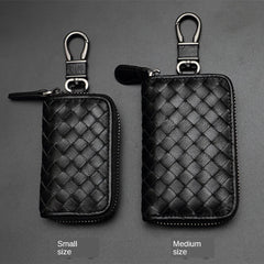 Sheepskin Weaving Zipper Car Key Case Multi-functional Key Bag