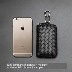 Sheepskin Weaving Zipper Car Key Case Multi-functional Key Bag