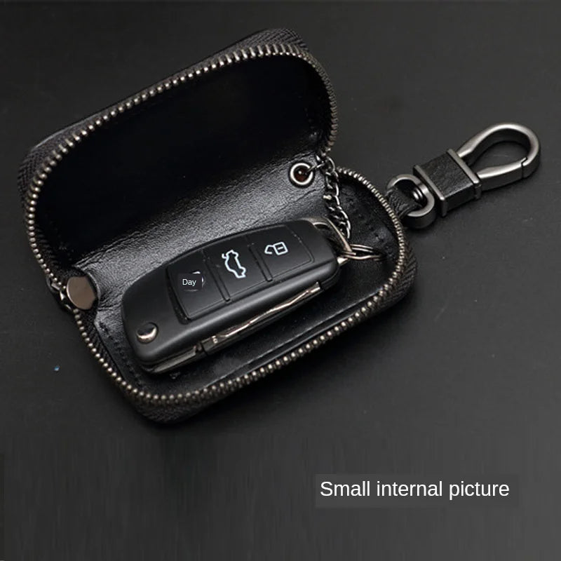 Sheepskin Weaving Zipper Car Key Case Multi-functional Key Bag