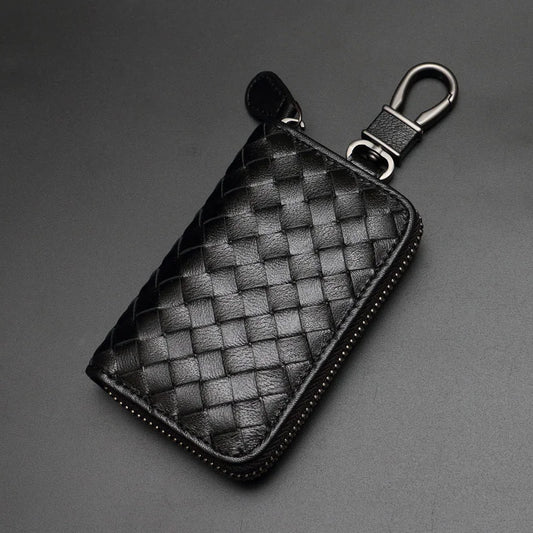 Sheepskin Weaving Zipper Car Key Case Multi-functional Key Bag