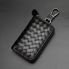 Sheepskin Weaving Zipper Car Key Case Multi-functional Key Bag