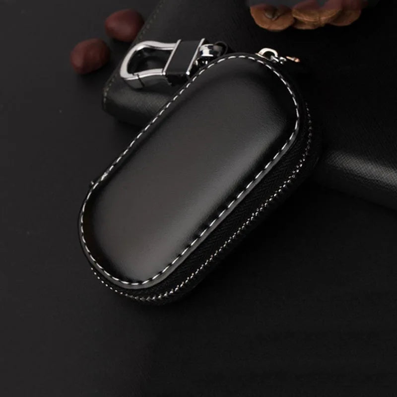 Leather Car Key Pouch Bag Case Wallet Holder Chain Organizer
