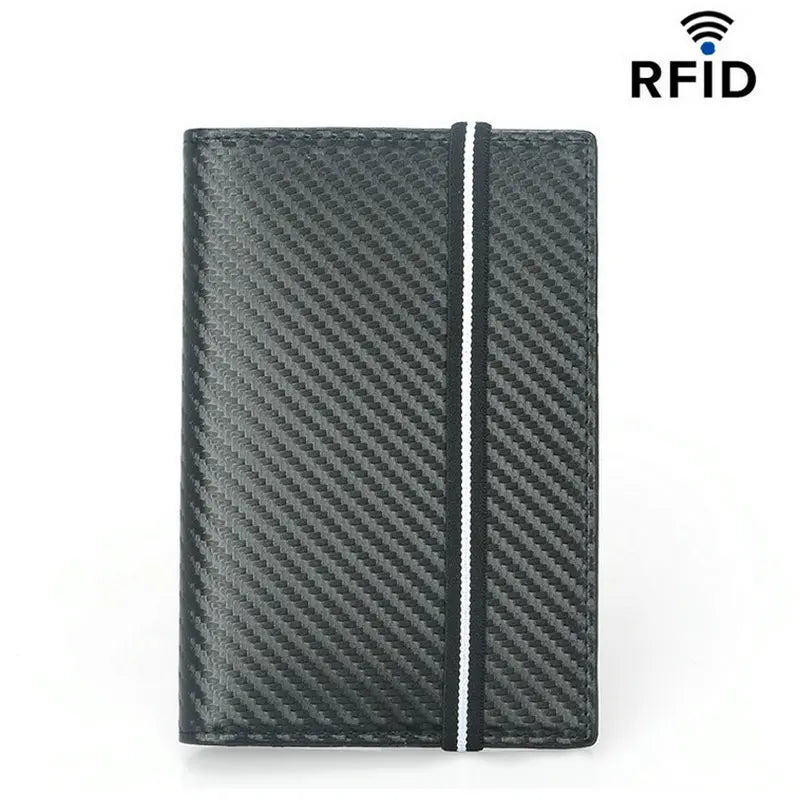 RFID Passport Cover with Carbon Fiber Microfiber and Leather