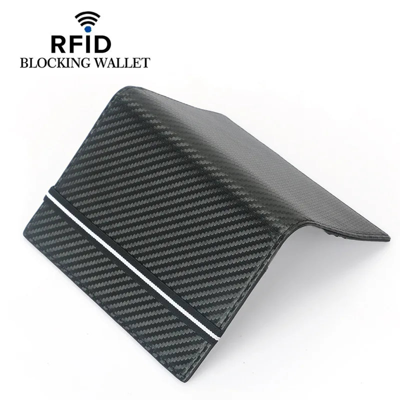 RFID Passport Cover with Carbon Fiber Microfiber and Leather