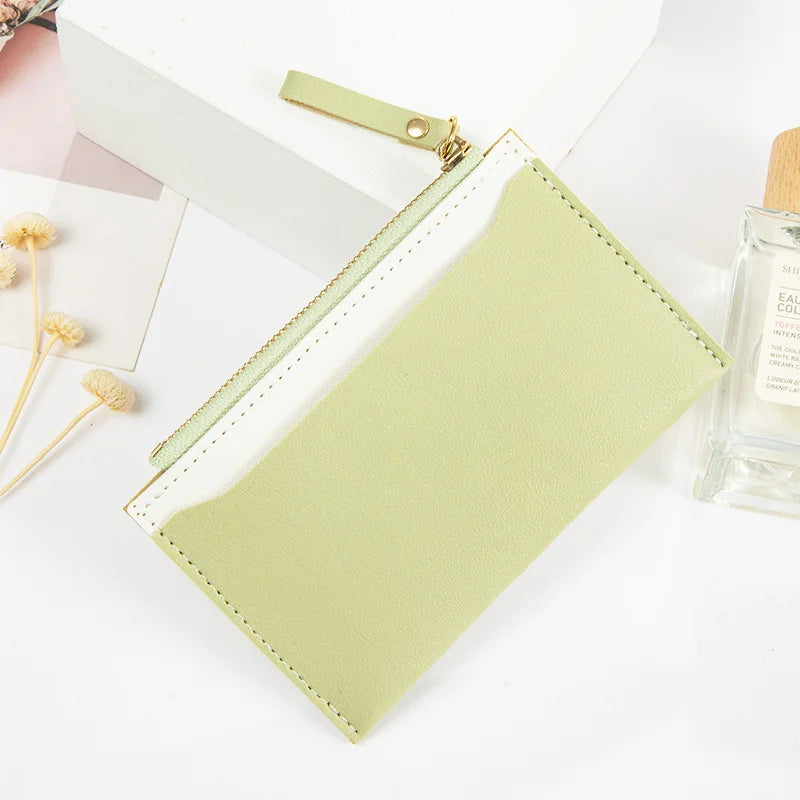 Zipper Wallet PU Leather Contrast Certificate Small Fresh Wallet