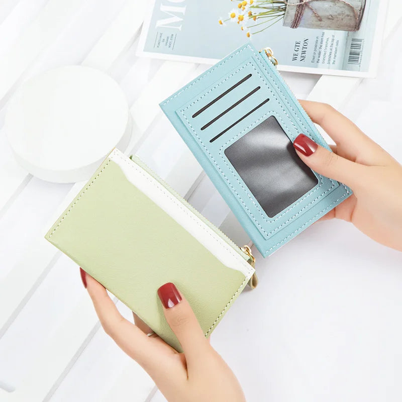 Zipper Wallet PU Leather Contrast Certificate Small Fresh Wallet