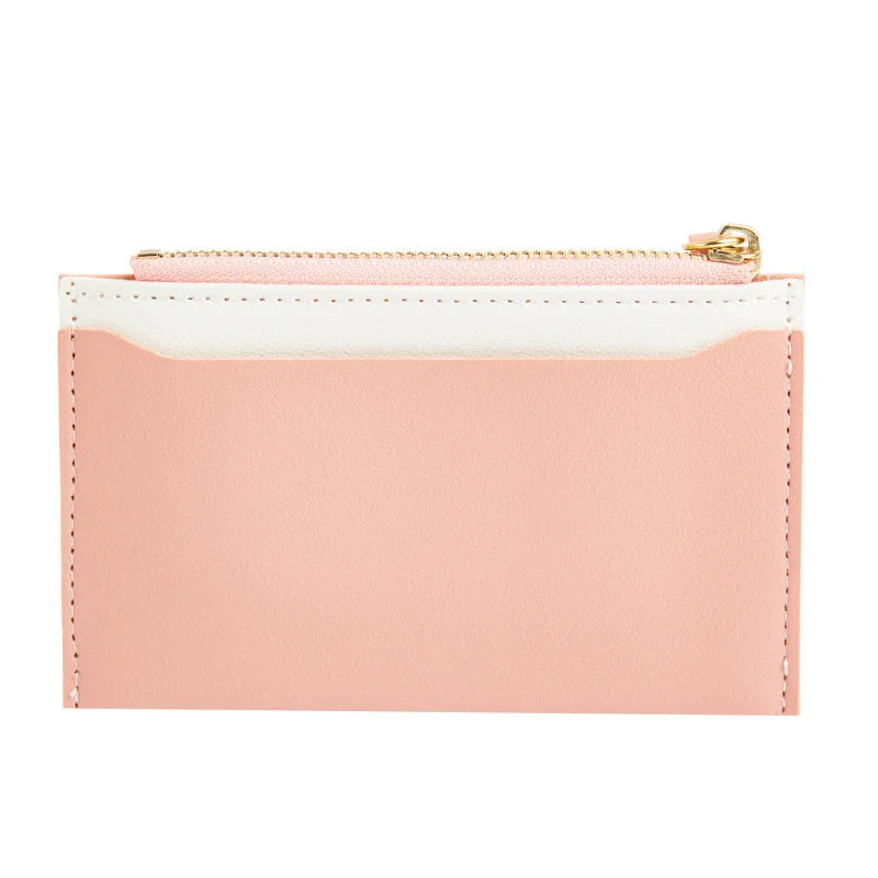 Zipper Wallet PU Leather Contrast Certificate Small Fresh Wallet