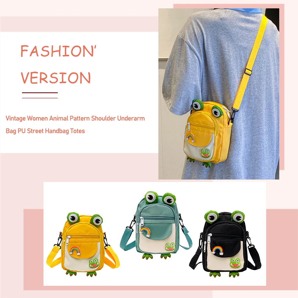 Cartoon Animal Commute Bag Nylon Phone Bag Earphone Hole