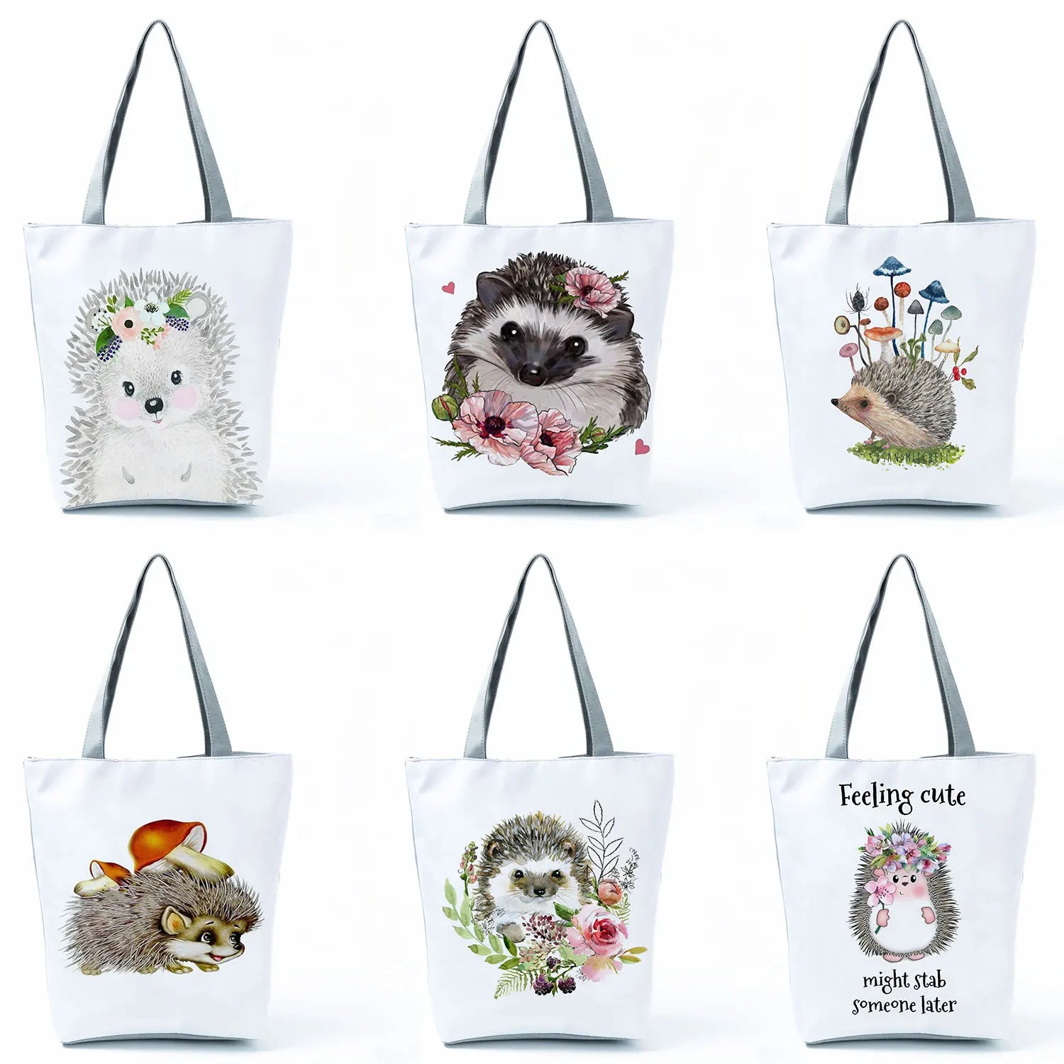 Cute Hedgehog Print Tote Bag for Women