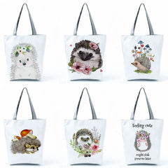 Cute Hedgehog Print Tote Bag for Women
