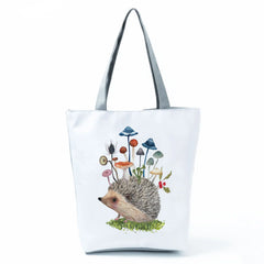 Cute Hedgehog Print Tote Bag for Women