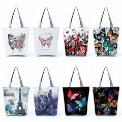 Butterfly Printed Tote Bag Eco Friendly Women Shoulder Bag
