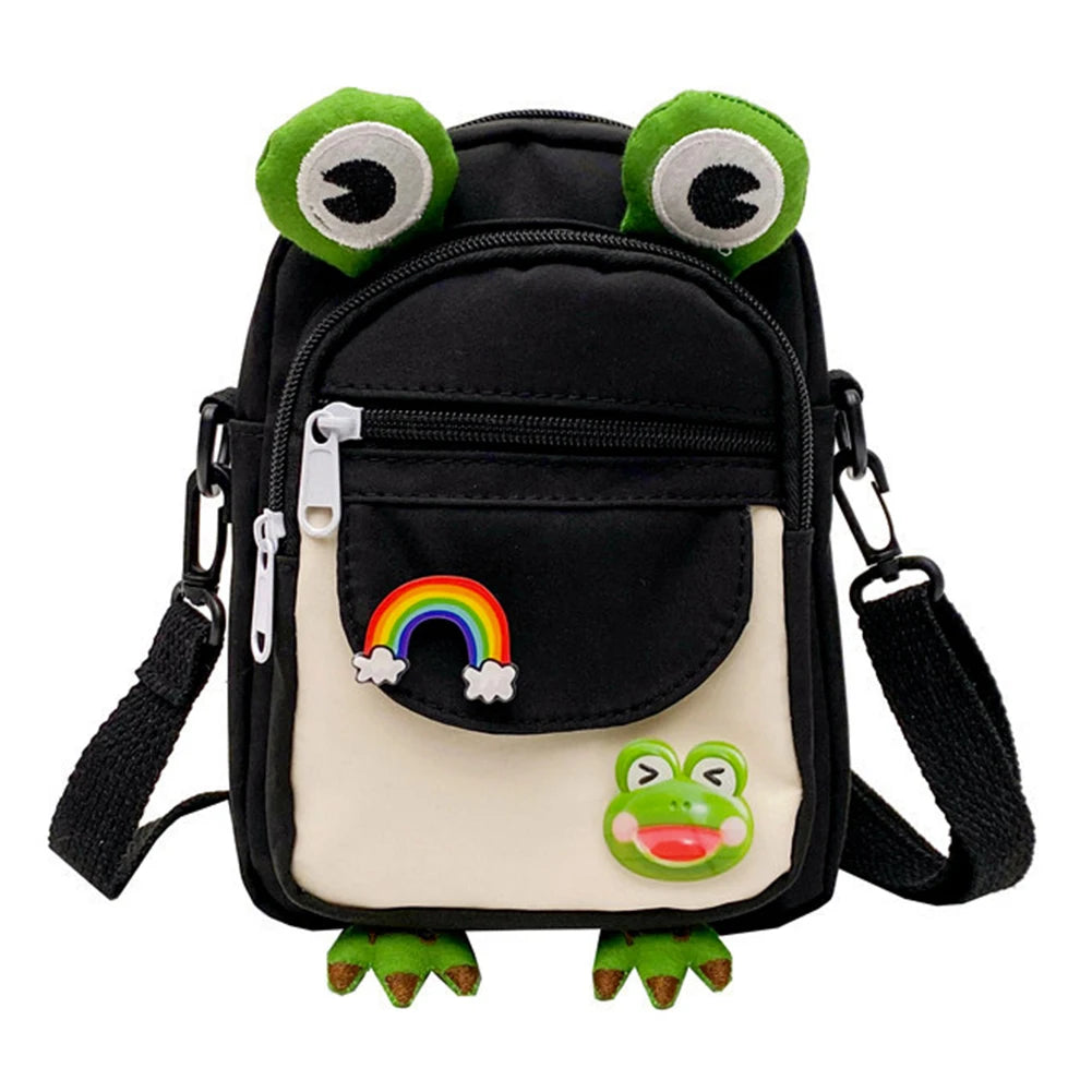Cartoon Animal Girl Small Bag Nylon Mobile Phone Bag with Earphone Hole