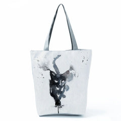 Cat Print Cartoon Animal Handbag Shoulder Bags Women Shopper Shopping