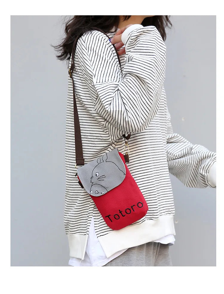 Anime Totoro Shoulder Bag Messenger Cross Body Canvas Phone Bag