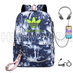 Cartoon Avocado Backpack for Teenage Girls USB School Bag