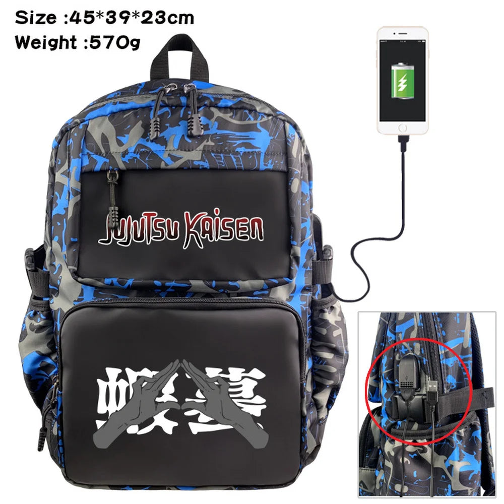 Anime Jujutsu Kaisen Backpack USB Casual Student Schoolbag