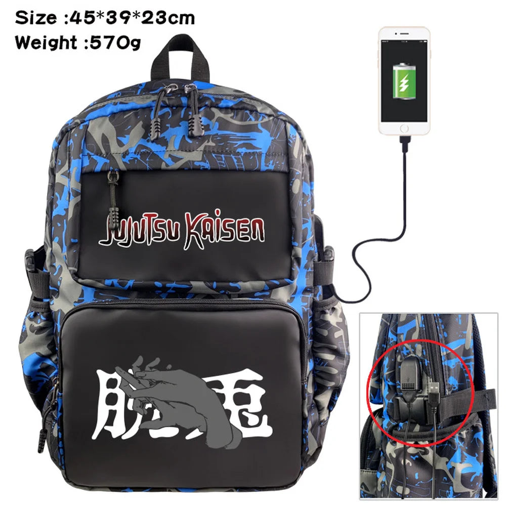 Anime Jujutsu Kaisen Backpack USB Casual Student Schoolbag