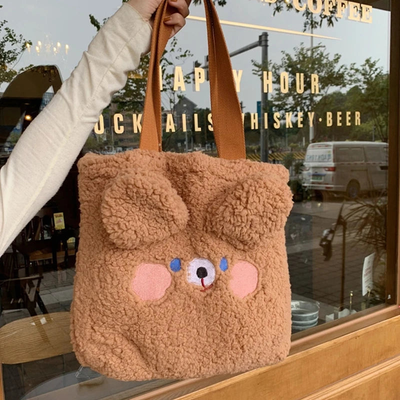 Fluffy Cartoon Bear Rabbit Plush Shoulder Bag