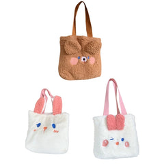 Fluffy Cartoon Bear Rabbit Plush Shoulder Bag