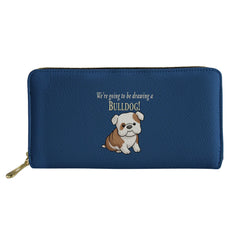 Kawaii Bulldog Pattern Long Wallet Zipper Purses Personalized Clutch Bag Gift