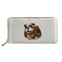 Kawaii Bulldog Pattern Long Wallet Zipper Purses Personalized Clutch Bag Gift