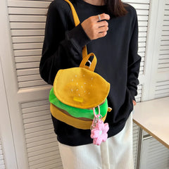 Cartoon Burger Pattern Backpack for Children - Yellow