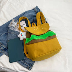 Cartoon Burger Pattern Backpack for Children - Yellow