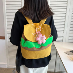 Cartoon Burger Pattern Backpack for Children - Yellow