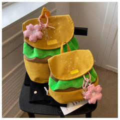 Cartoon Burger Pattern Backpack for Children - Yellow