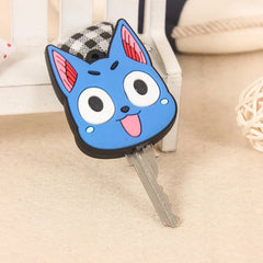 Cartoon Cat LED Key Cover Soft Silicone Protective Case Holder Key Chain