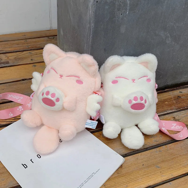 Cartoon Cat Plush Shoulder Bag Women Girl Messenger Bag
