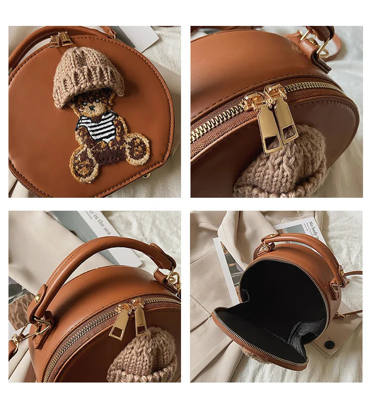 Vintage Leather Bear Shoulder Bag