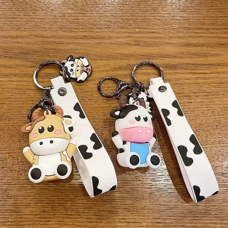 Silicone Cow Pendant Keychain Cute Animal Bag Accessories