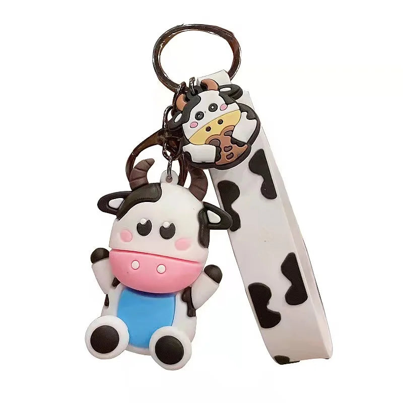 Silicone Cow Pendant Keychain Cute Animal Bag Accessories
