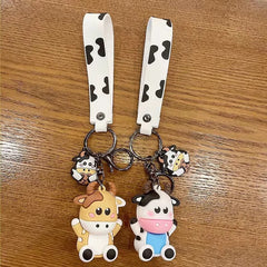 Silicone Cow Pendant Keychain Cute Animal Bag Accessories