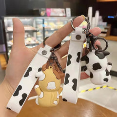Silicone Cow Pendant Keychain Cute Animal Bag Accessories