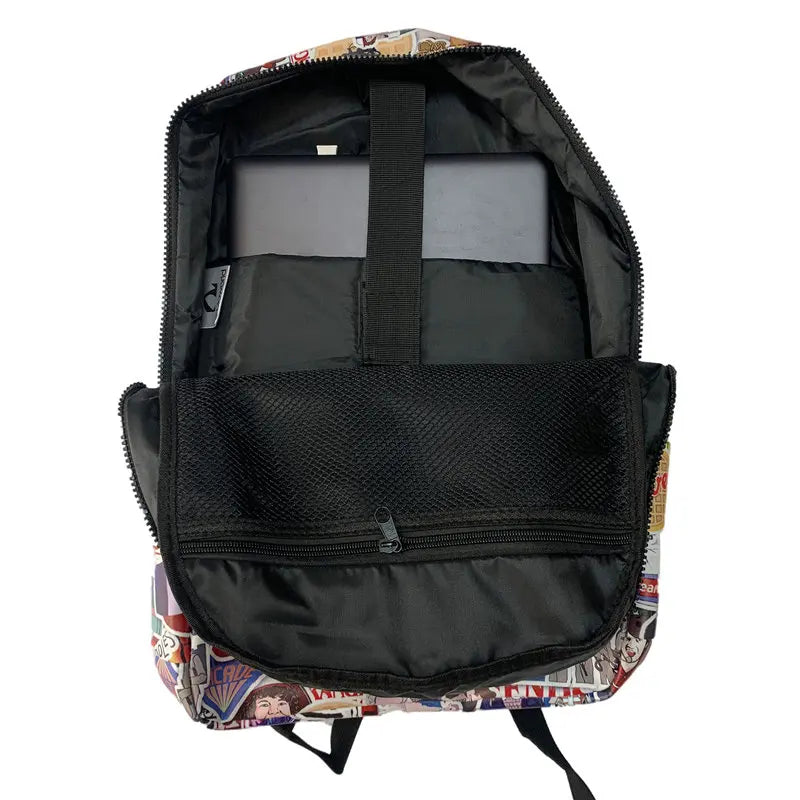 Cartoon Tree Man Backpack School Bag Brown Bookbag PU Leather
