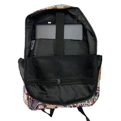 Cartoon Tree Man Backpack School Bag Brown Bookbag PU Leather