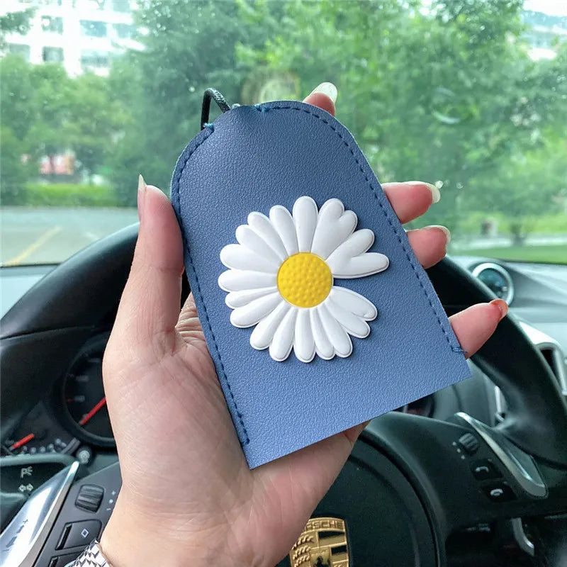 Daisy Flowers Key Bag PU Leather Key Wallets Key Holder Case
