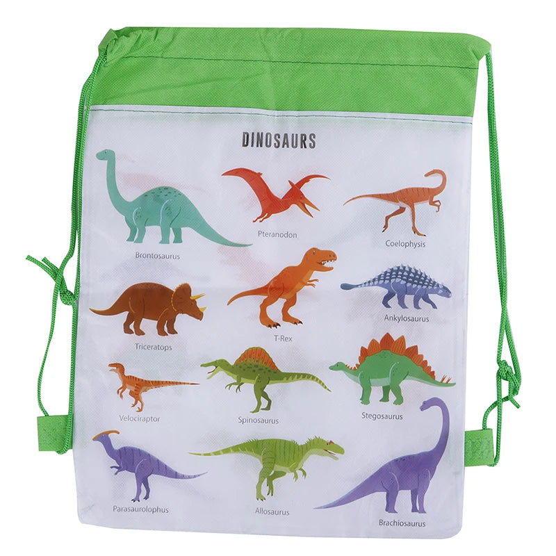 Dinosaur Drawstring Bags Kids Backpack School Organizer Pouch