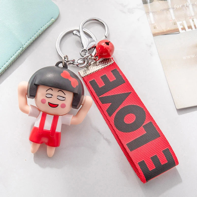 Cartoon Face Changing Girl Key Chain Bag Pendant Maruko-chan Emoticons