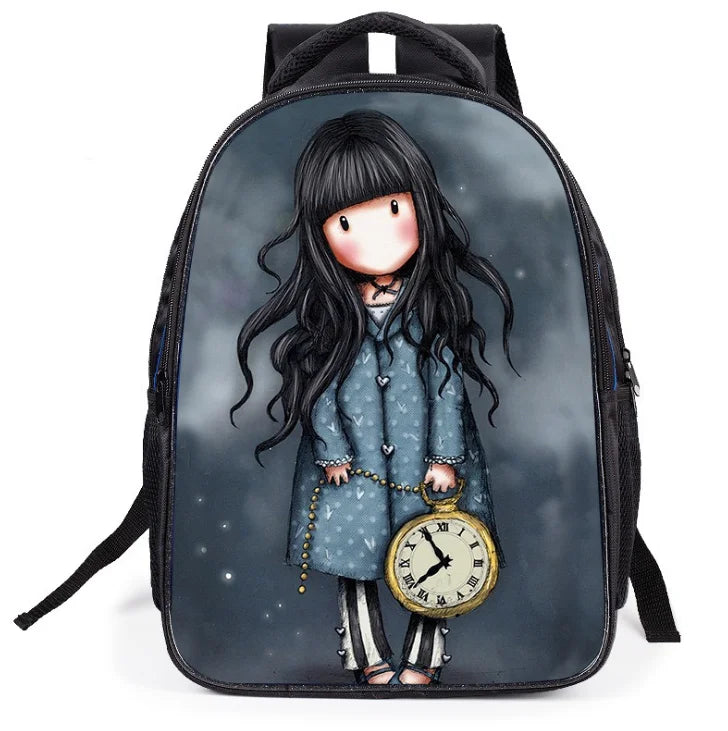 Anime Girl Print School Backpack Light Book Bag
