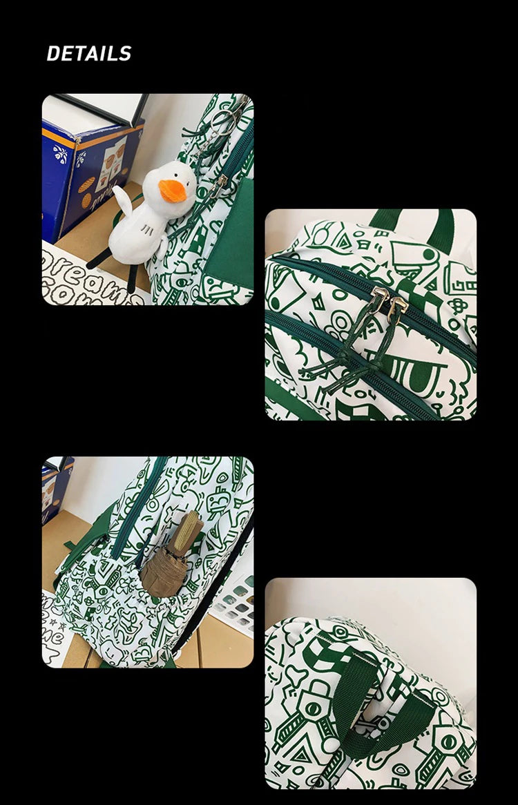 Graffiti Girl School Backpack Harajuku Student Bag