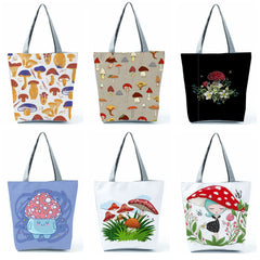 Cartoon Mushroom Printed Shoulder Bag High Capacity Tote