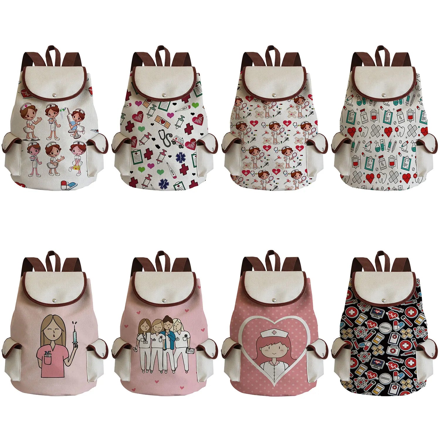 Nurse Printed Backpack Large Capacity Travel Outdoor Backpack