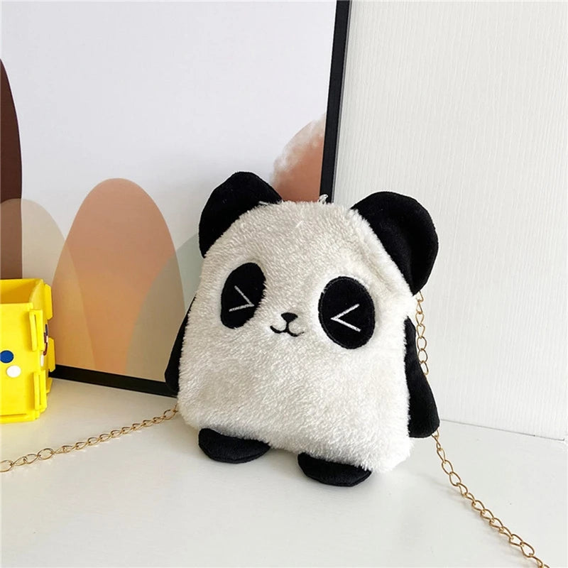 Panda Handbags Plush Animal Crossbody Bags Chains Shoulder Purse Women Phone Bag