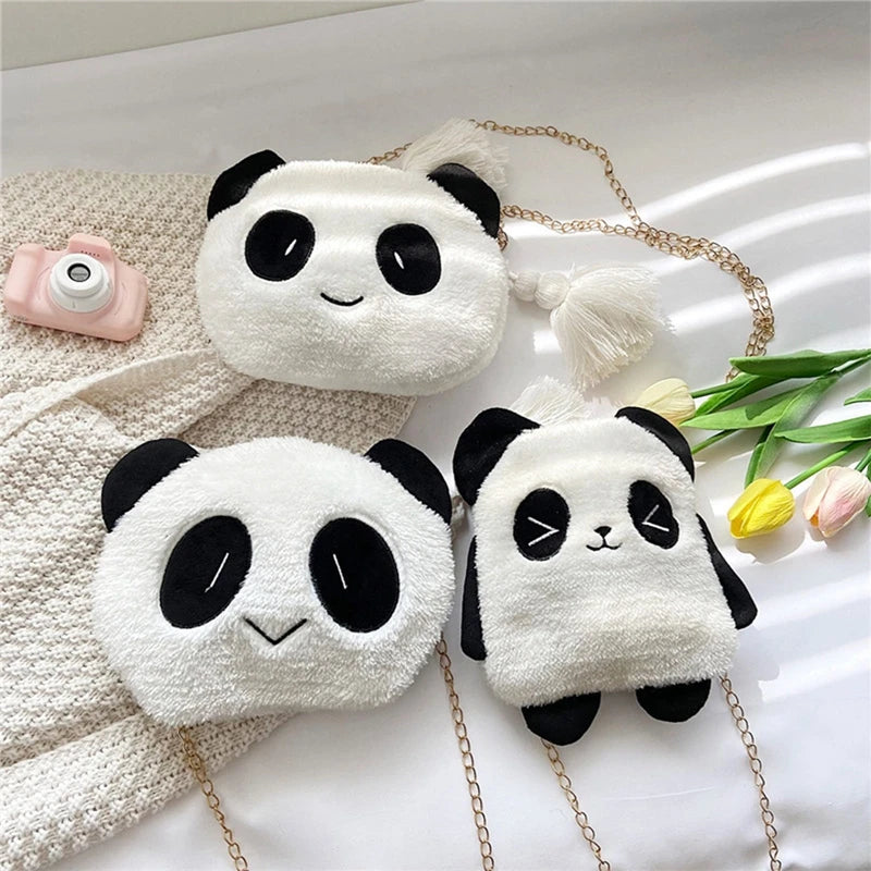 Panda Handbags Plush Animal Crossbody Bags Chains Shoulder Purse Women Phone Bag